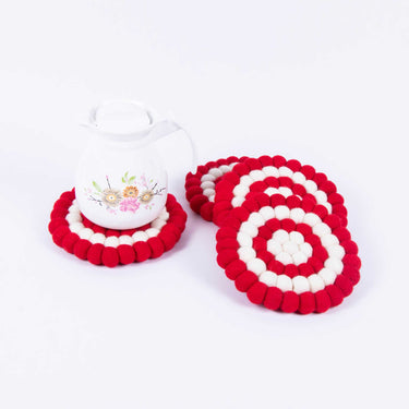 Colorful Round Felt Ball Trivet